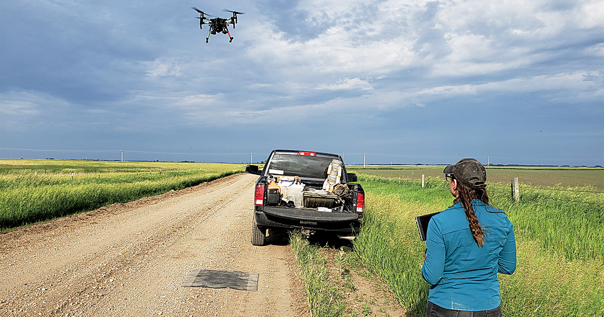 Researching piloting drone. Photo courtesy of Catrina Terry